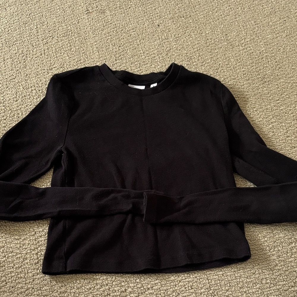 Aritzia TNA Black Ribbed Top